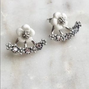 NWT Silver Sterling Two Sided Daisy Stud Earring